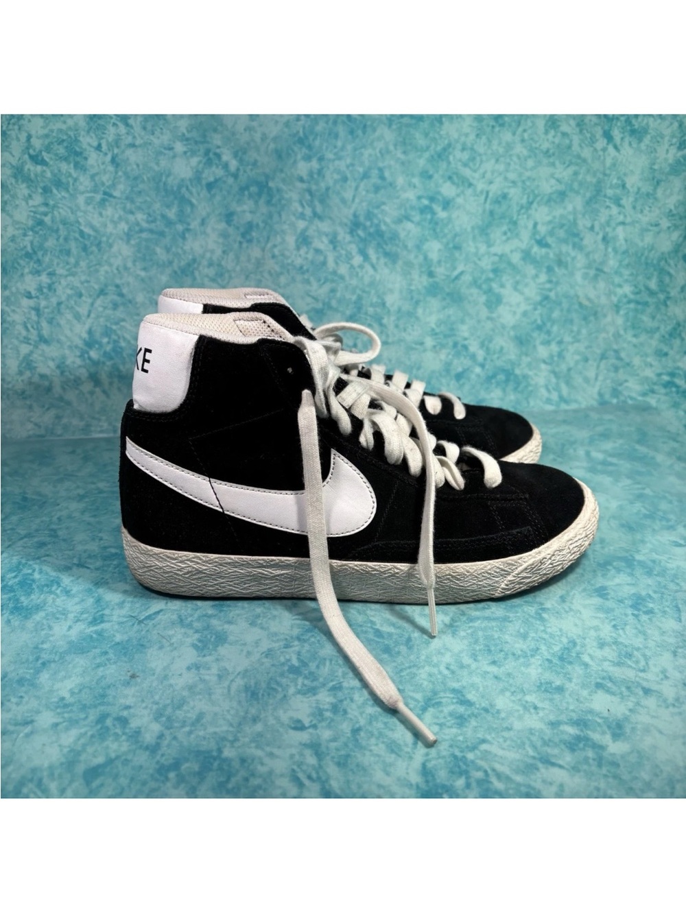 Nike Blazer Mid GS Black White Suede Women’s High Top Shoes Size 6W/4.5Y